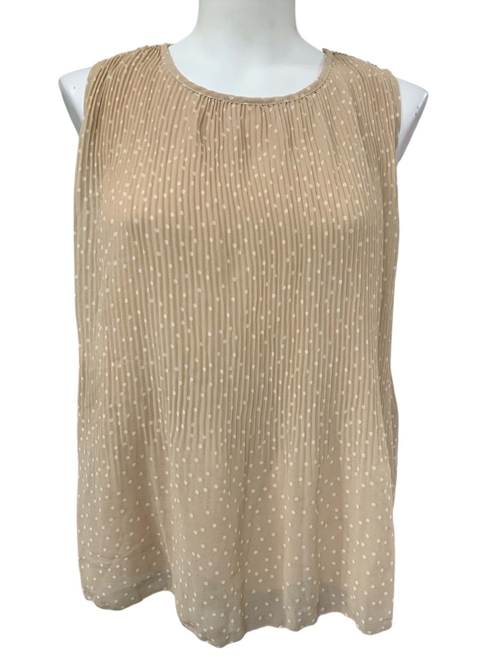 Ricki's Beige Polka Dot Pleated Sleeveless Camisole Size S